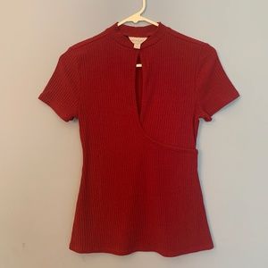 Women’s XS Red Polyester Shirt with Cutout